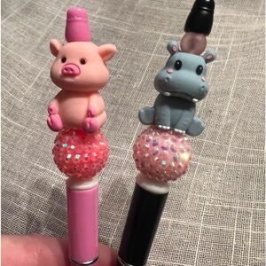 Pig or hippo hand beaded ink pens each sold separately